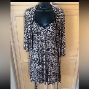 Leopard Print Women's nightgown with robe